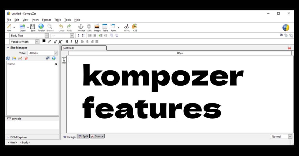 KompoZer Features 